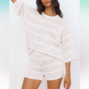 NWT Cream Knit Top and Shorts Set. L.